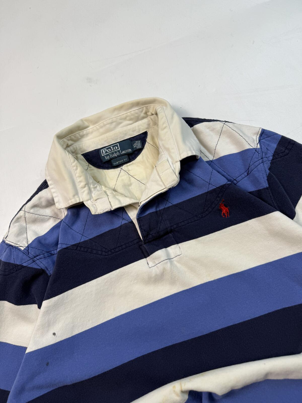 Vintage Polo Ralph Lauren striped rugby polo shirt (XL)