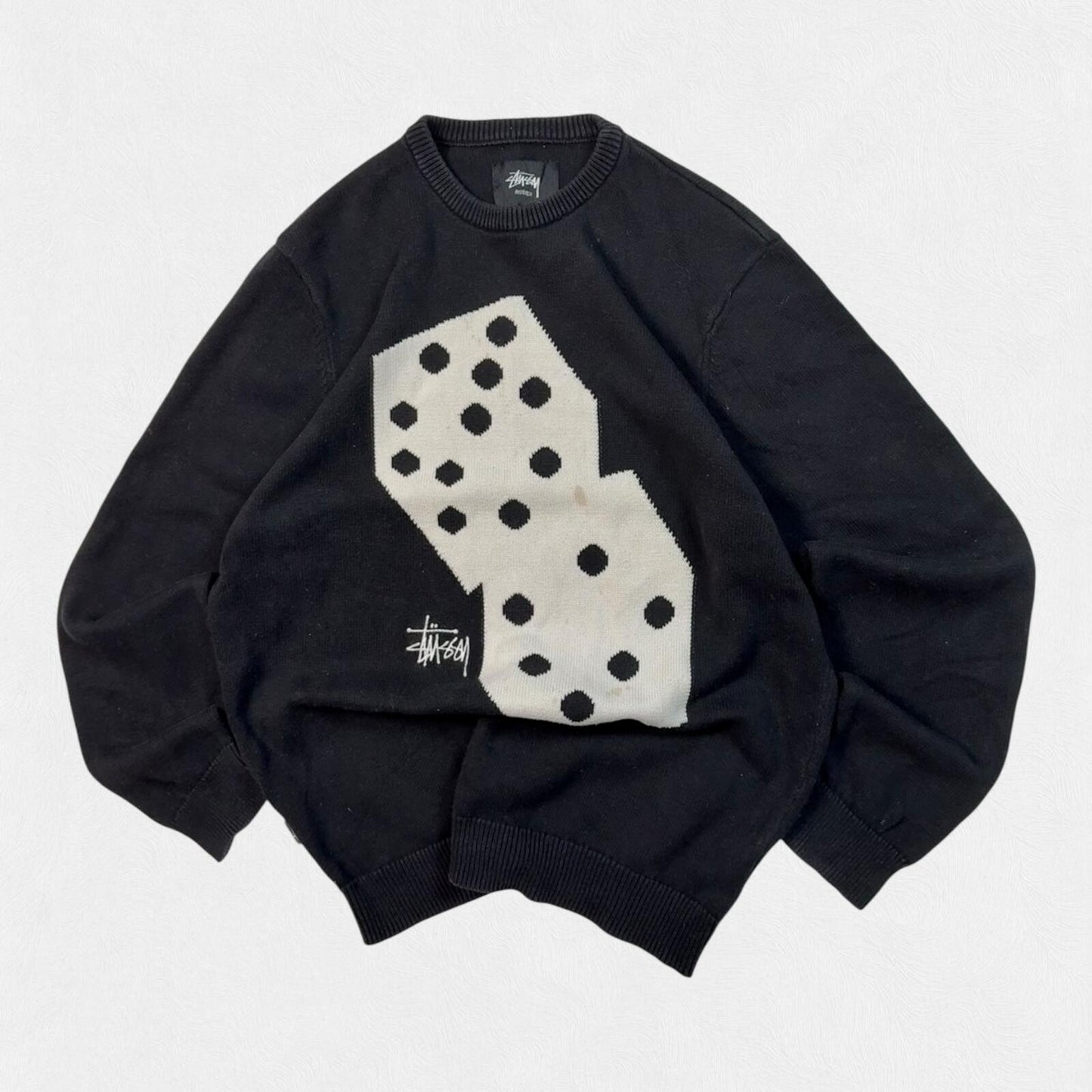 Stussy dice knit crew sweater (L)