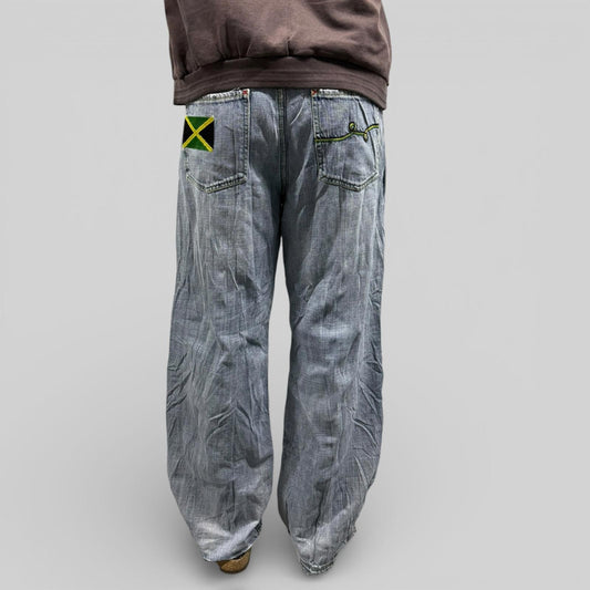 Vintage Y2K Jamaica baggy hip hop Jeans (W32)
