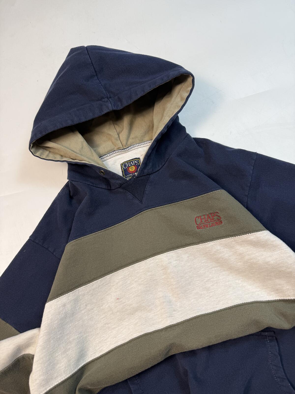 Vintage 90s Chaps Ralph Lauren striped hoodie (L)