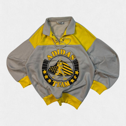 Vintage 80s Adidas originals team collared sweatshirt (M)