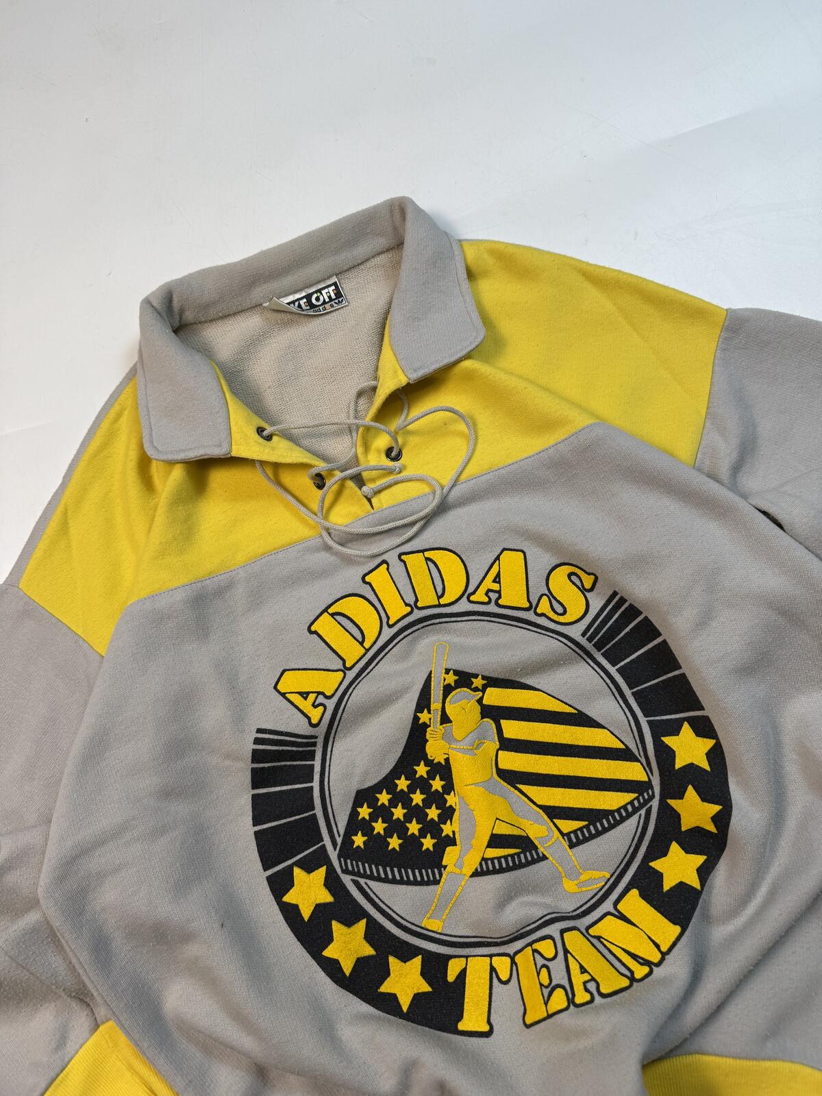 Vintage 80s Adidas originals team collared sweatshirt (M)
