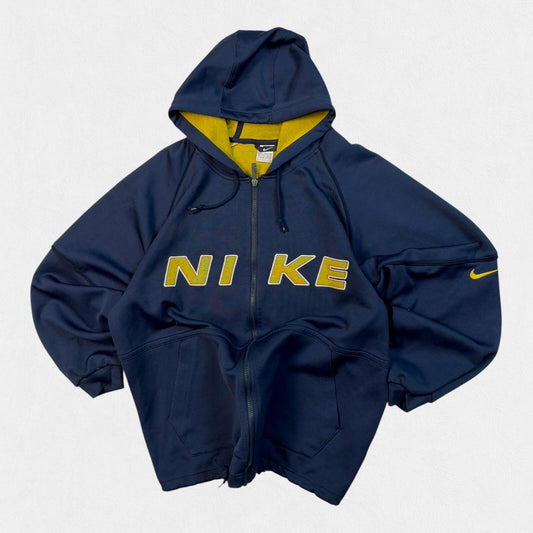 Vintage 90s Nike spell out zip up hoodie (L)