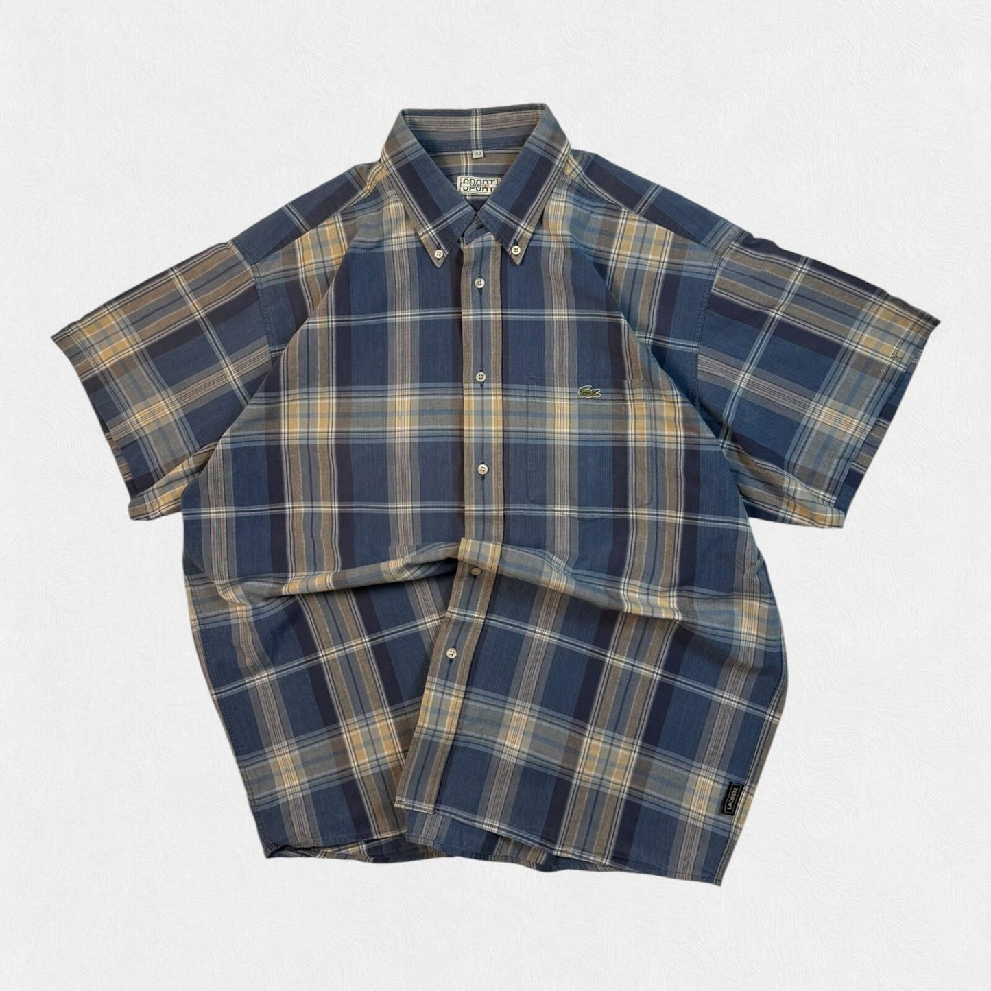 Vintage Lacoste checkered short sleeve shirt (XL)