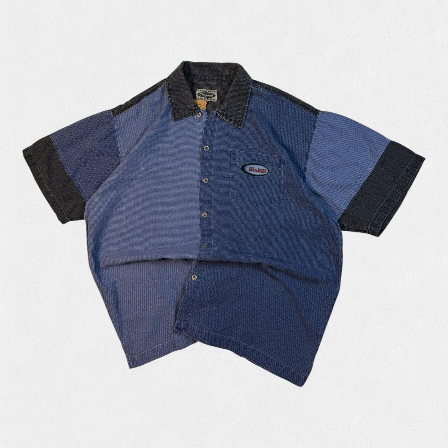Vintage 90s Denim jean short sleeve shirt (XL)