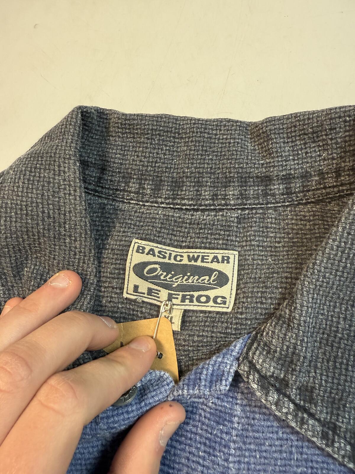 Vintage 90s Denim jean short sleeve shirt (XL)