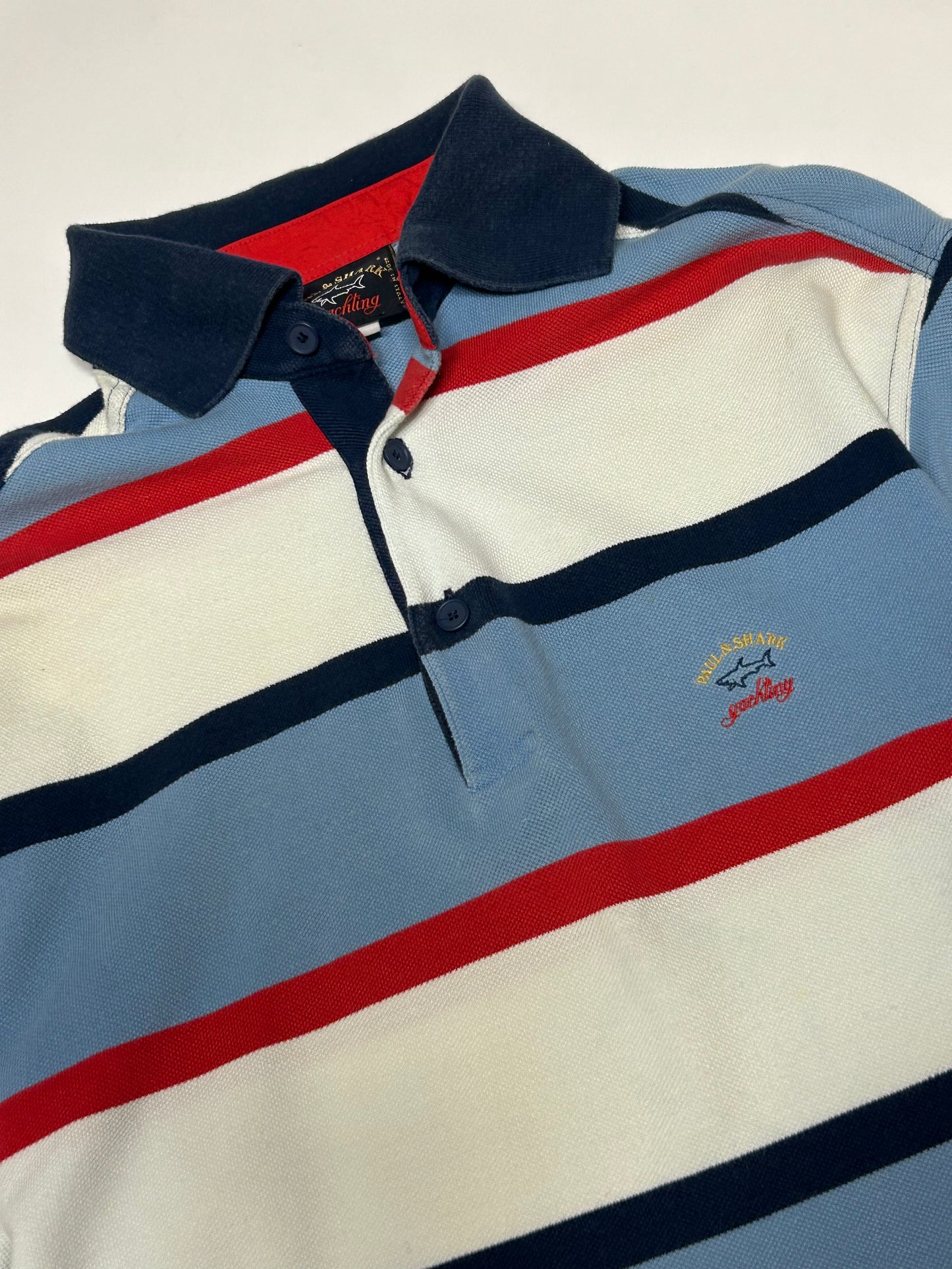 Vintage Paul & Shark striped l/s polo shirt (S)