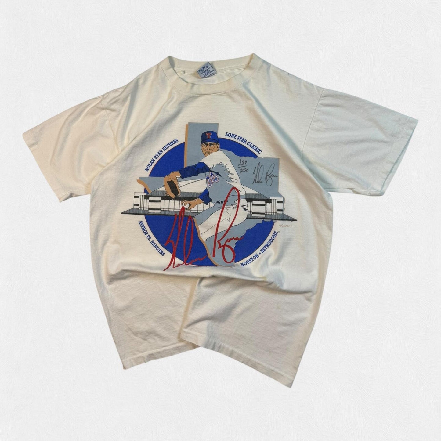 Vintage Nolan Ryan Texas Rangers signed autographed graphic tee (L)