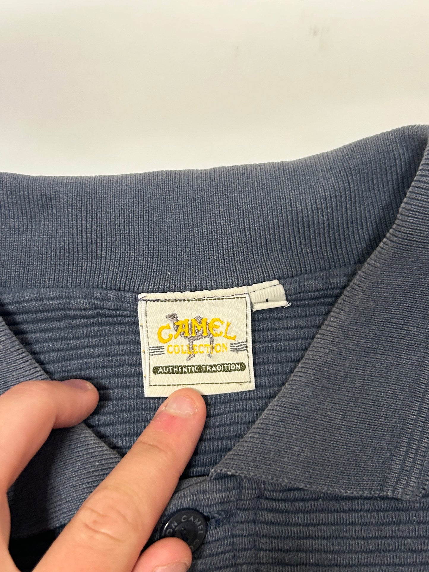 Vintage Camel quarter button jumper (L)