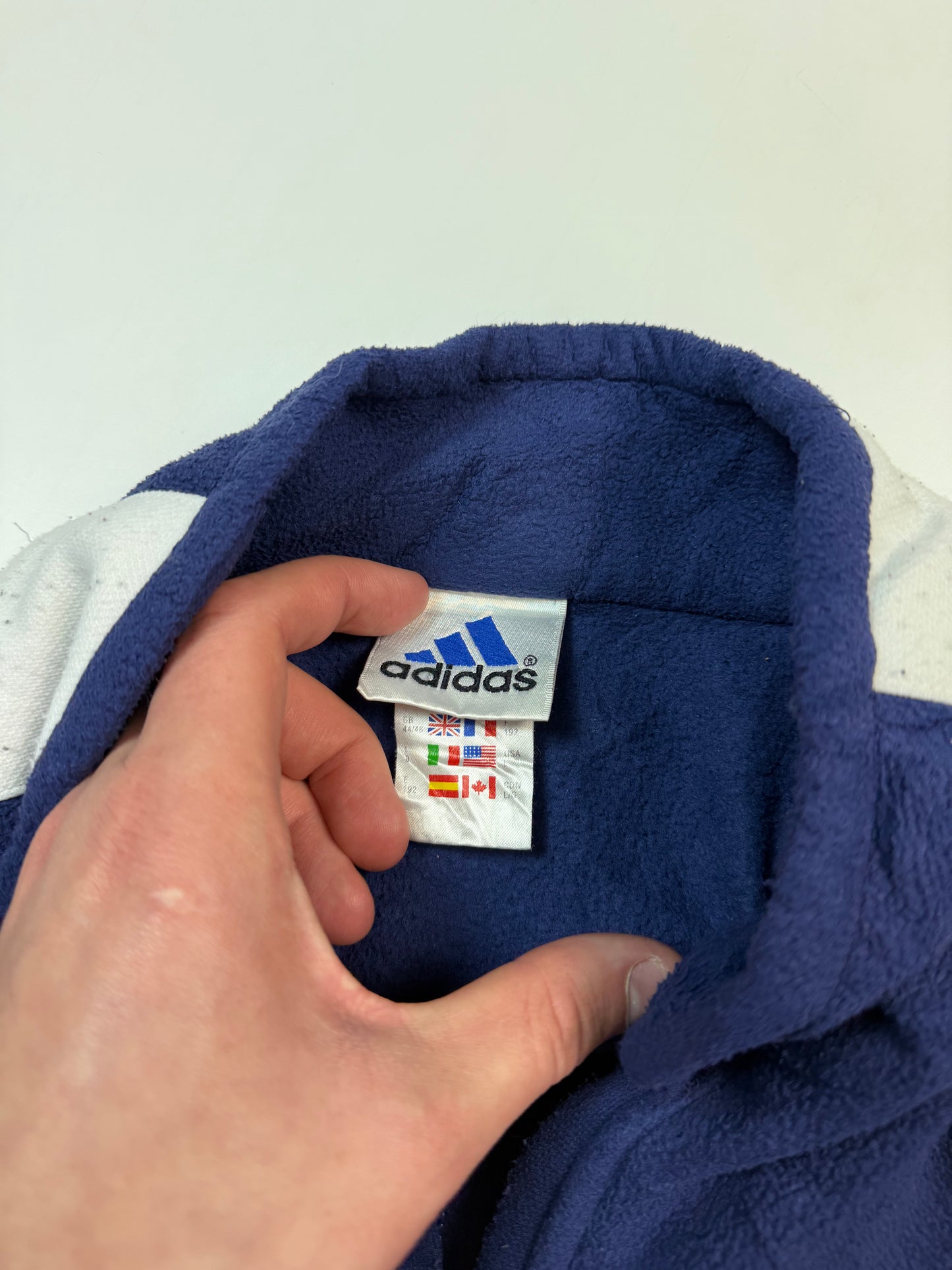 Vintage Adidas centre logo quarter zip fleece (L)