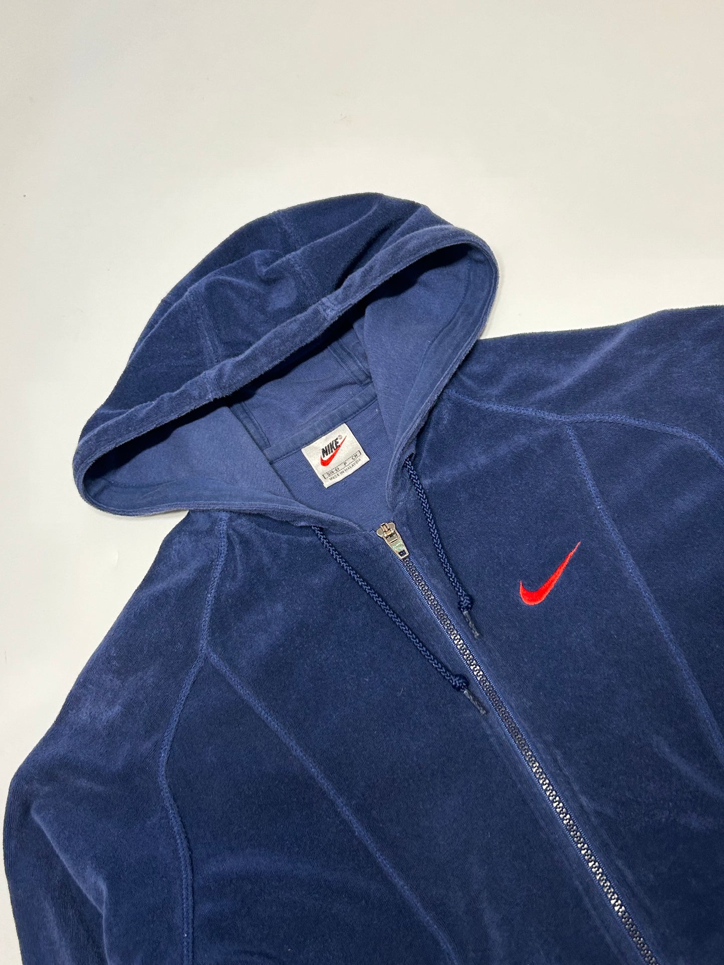 Vintage 90s Nike velour zip up hoodie (S)