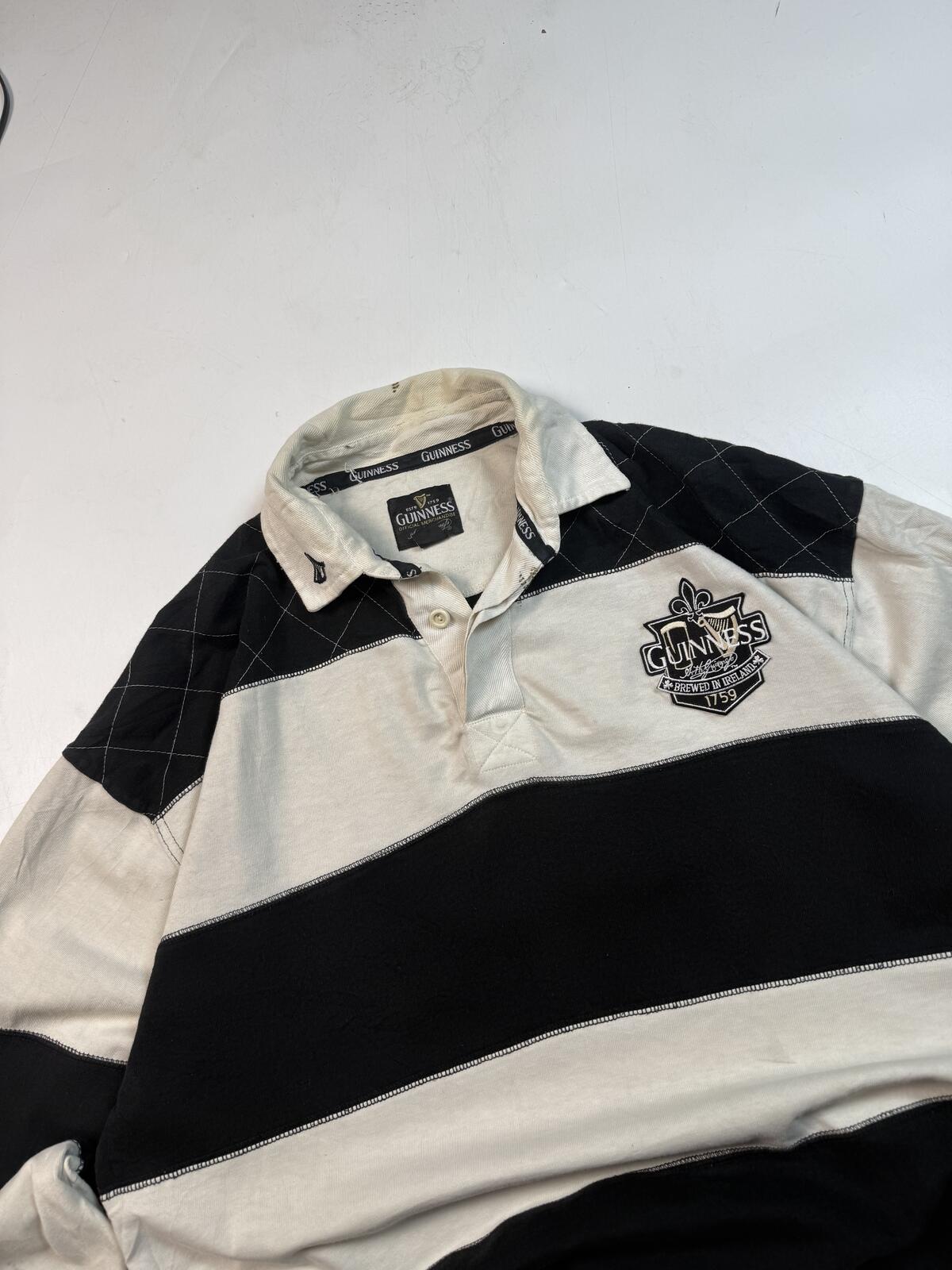 Vintage Guinness beer striped rugby polo shirt (XL)