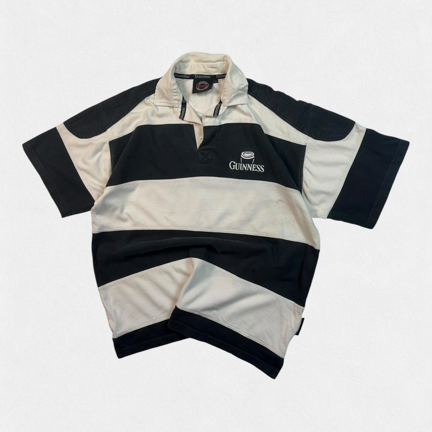 Vintage Guinness striped rugby polo shirt (L)