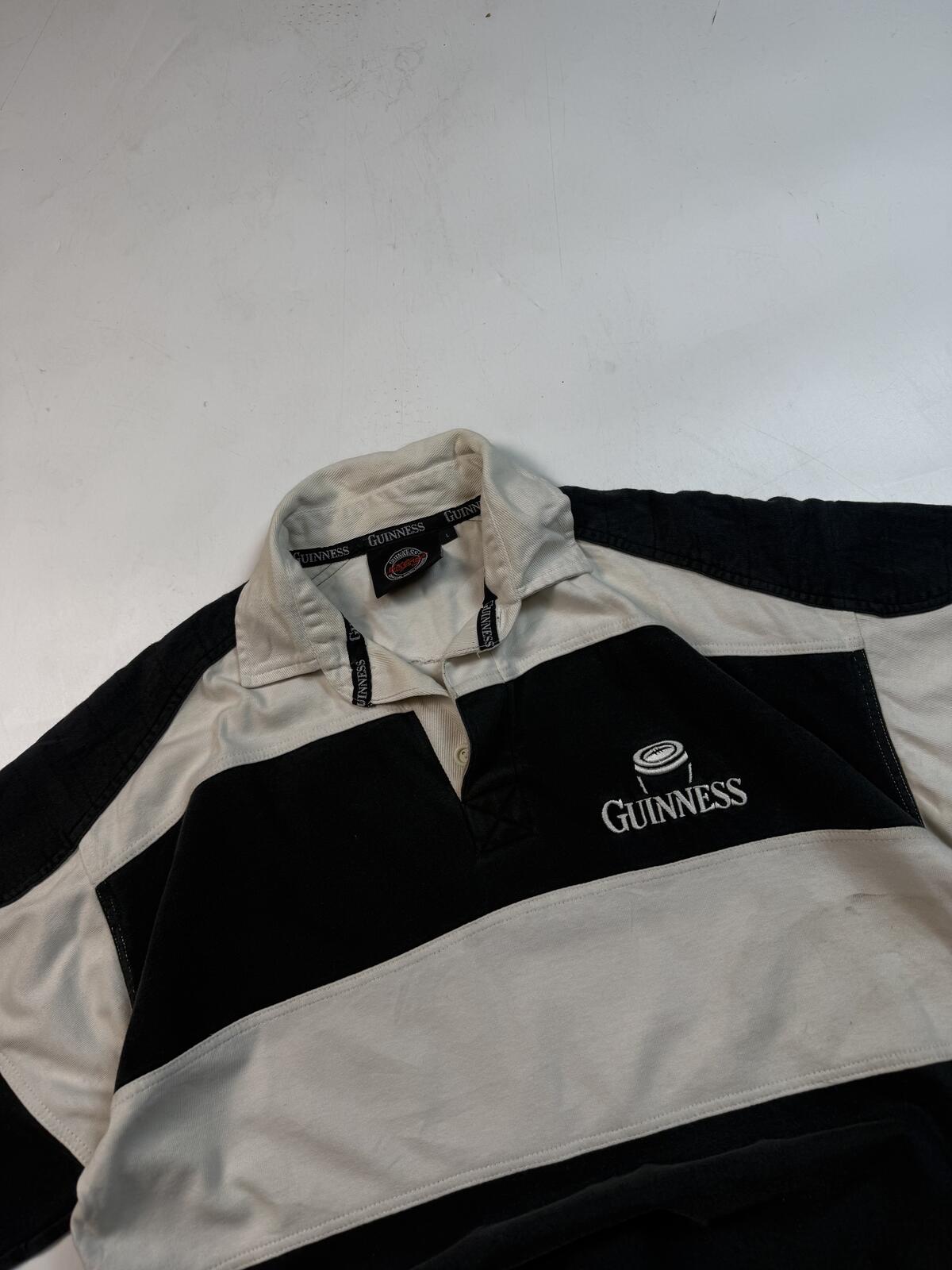 Vintage Guinness striped rugby polo shirt (L)