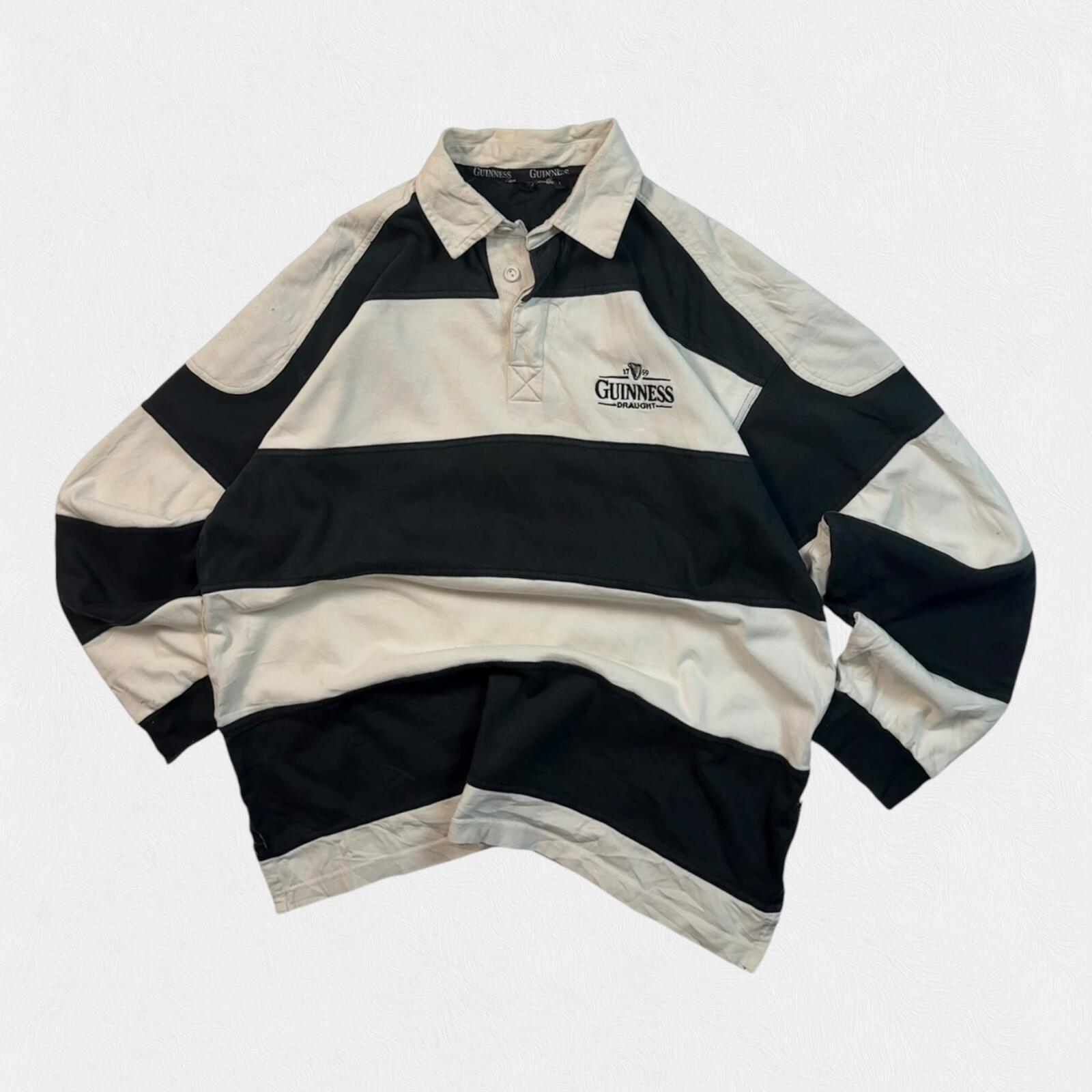 Vintage Guinness striped rugby polo shirt (L)