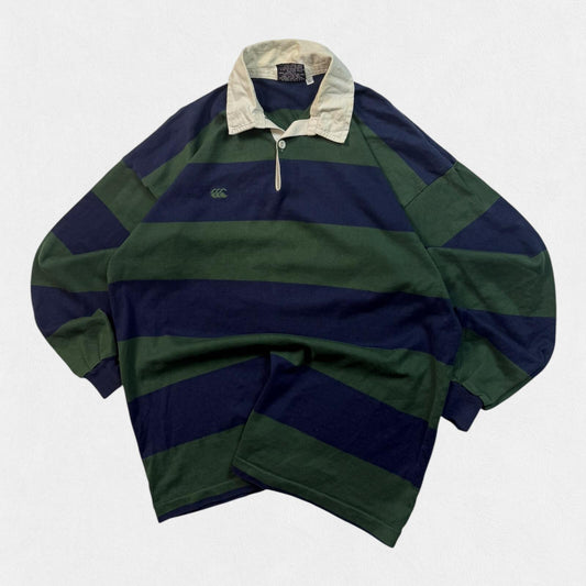 Vintage 90s Canterbury striped rugby polo shirt (XL)