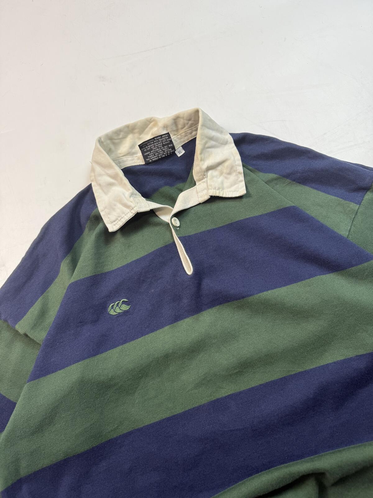 Vintage 90s Canterbury striped rugby polo shirt (XL)