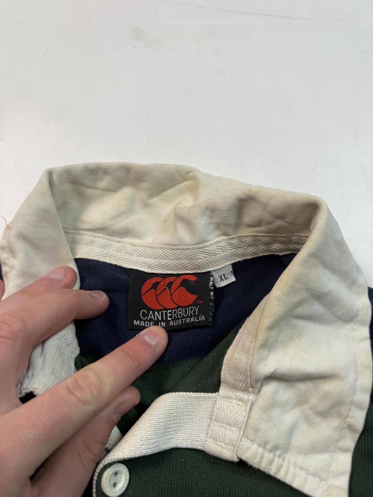 Vintage 90s Canterbury striped rugby polo shirt (XL)