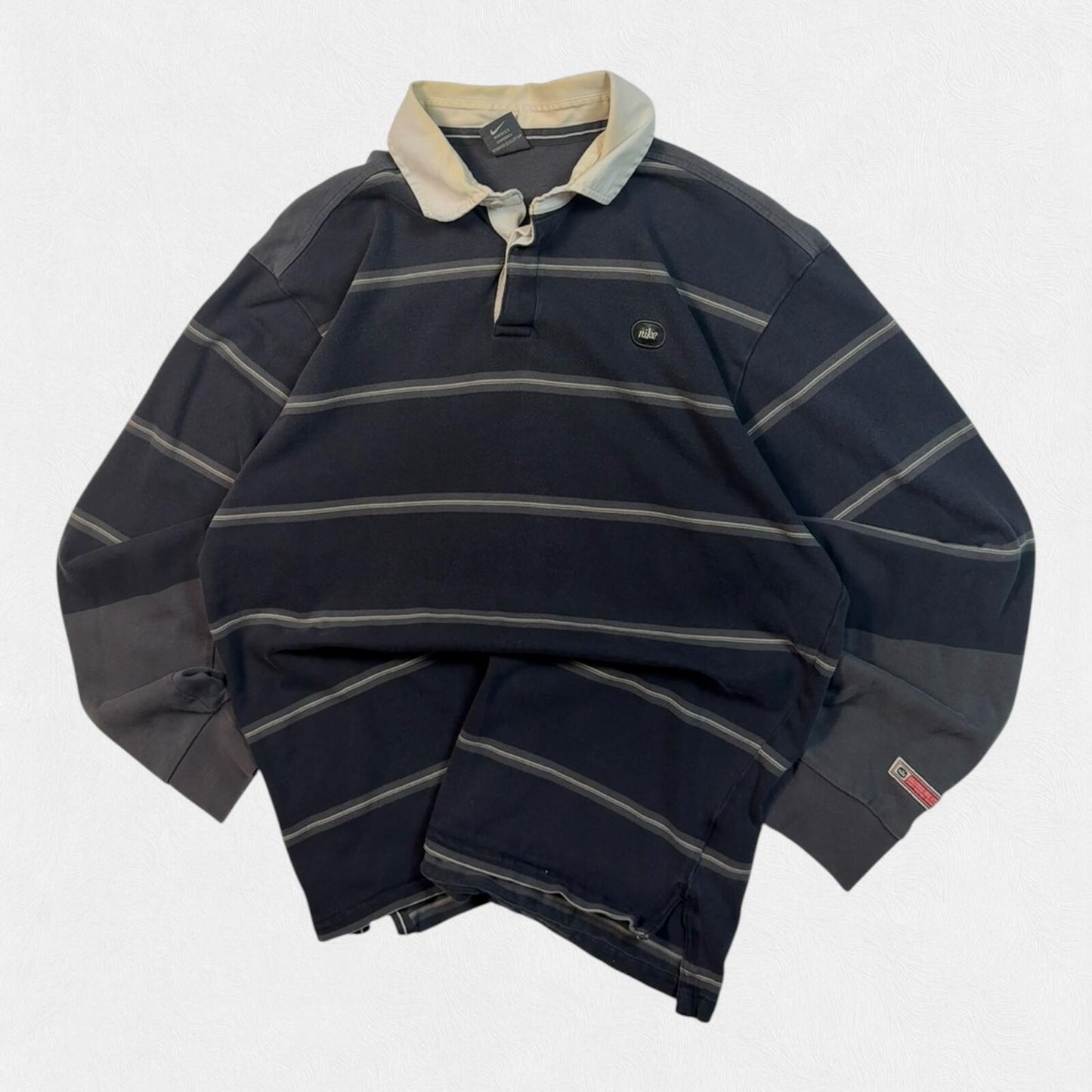 Vintage Y2K Nike striped rugby polo shirt (L)