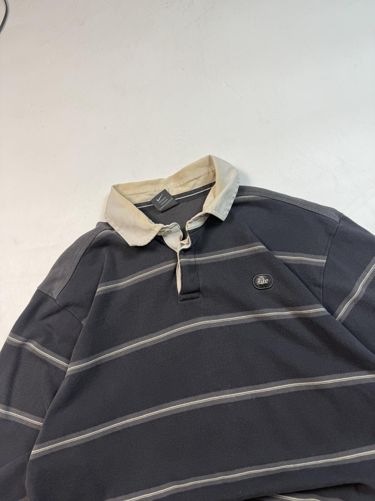 Vintage Y2K Nike striped rugby polo shirt (L)