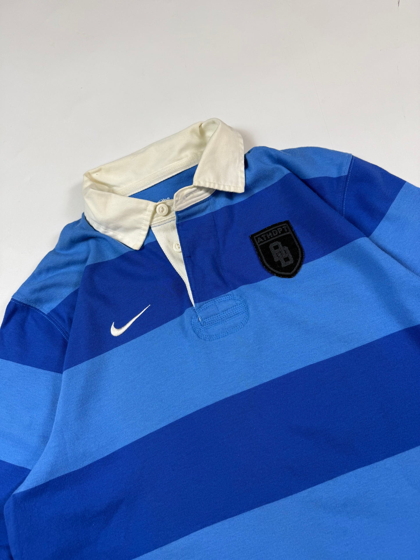 Vintage Nike athletic dept striped rugby polo (M)