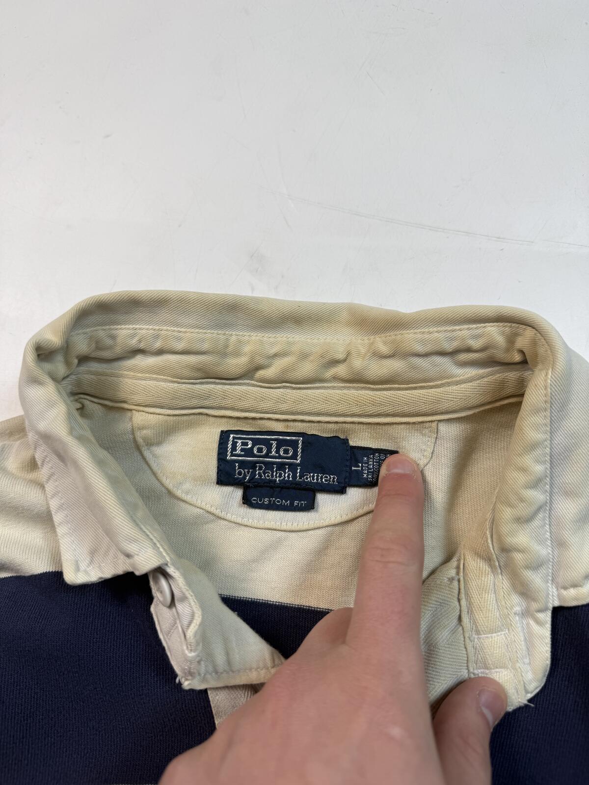 Vintage Ralph Lauren striped rugby polo shirt (L)