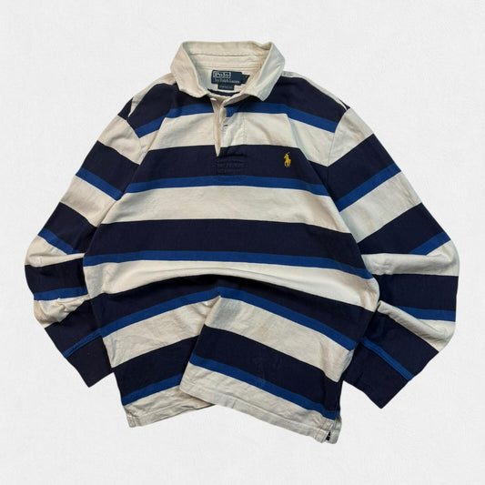 Vintage Polo Ralph Lauren striped rugby polo shirt (L)