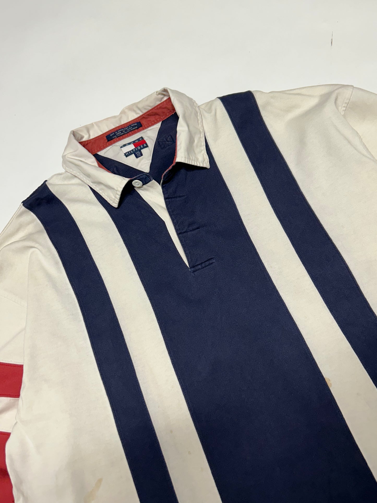Vintage 90s Tommy Hilfiger striped rugby polo (XXL)