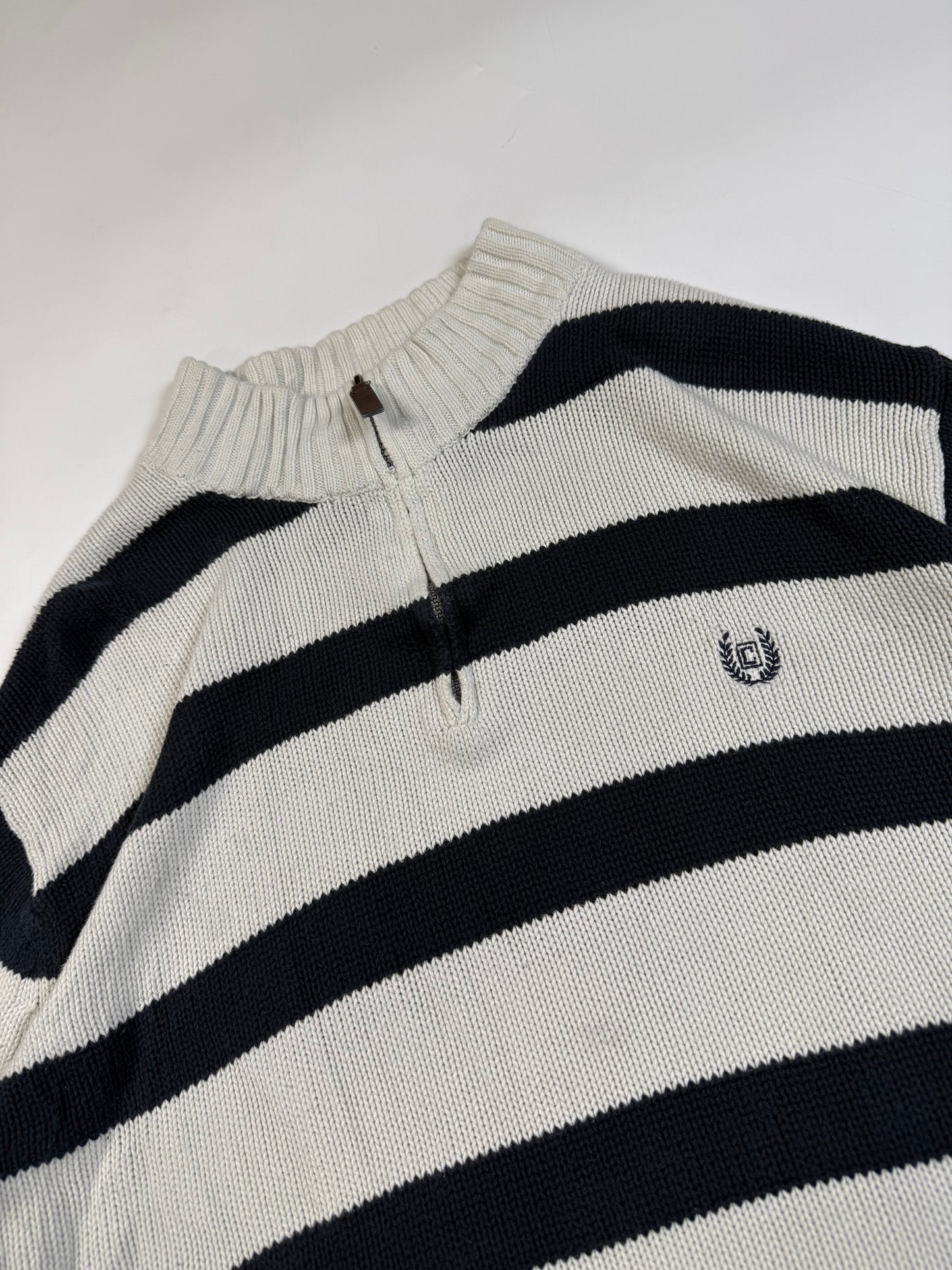 Vintage Chaps striped quarter zip knit sweater (XL)