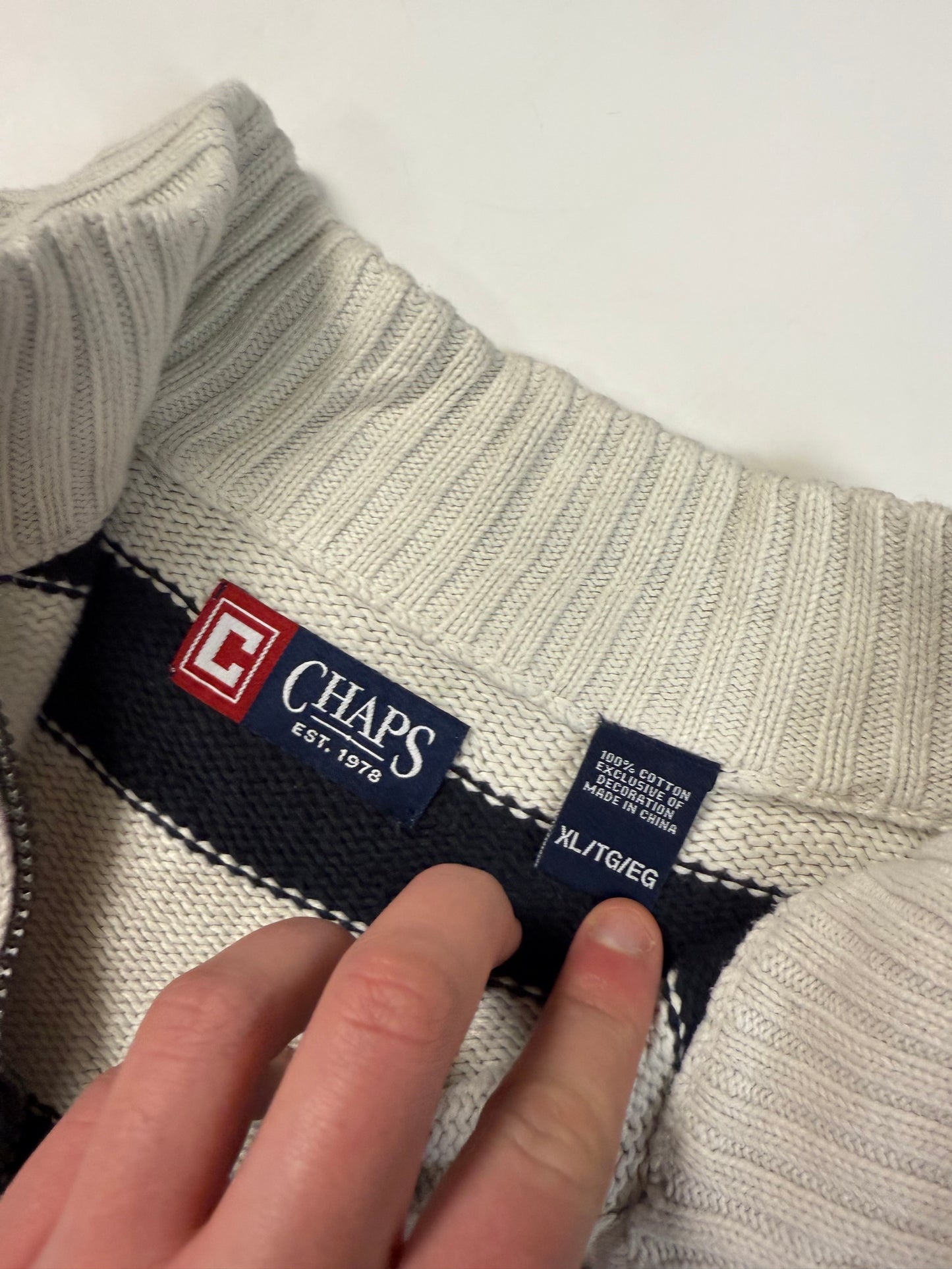 Vintage Chaps striped quarter zip knit sweater (XL)