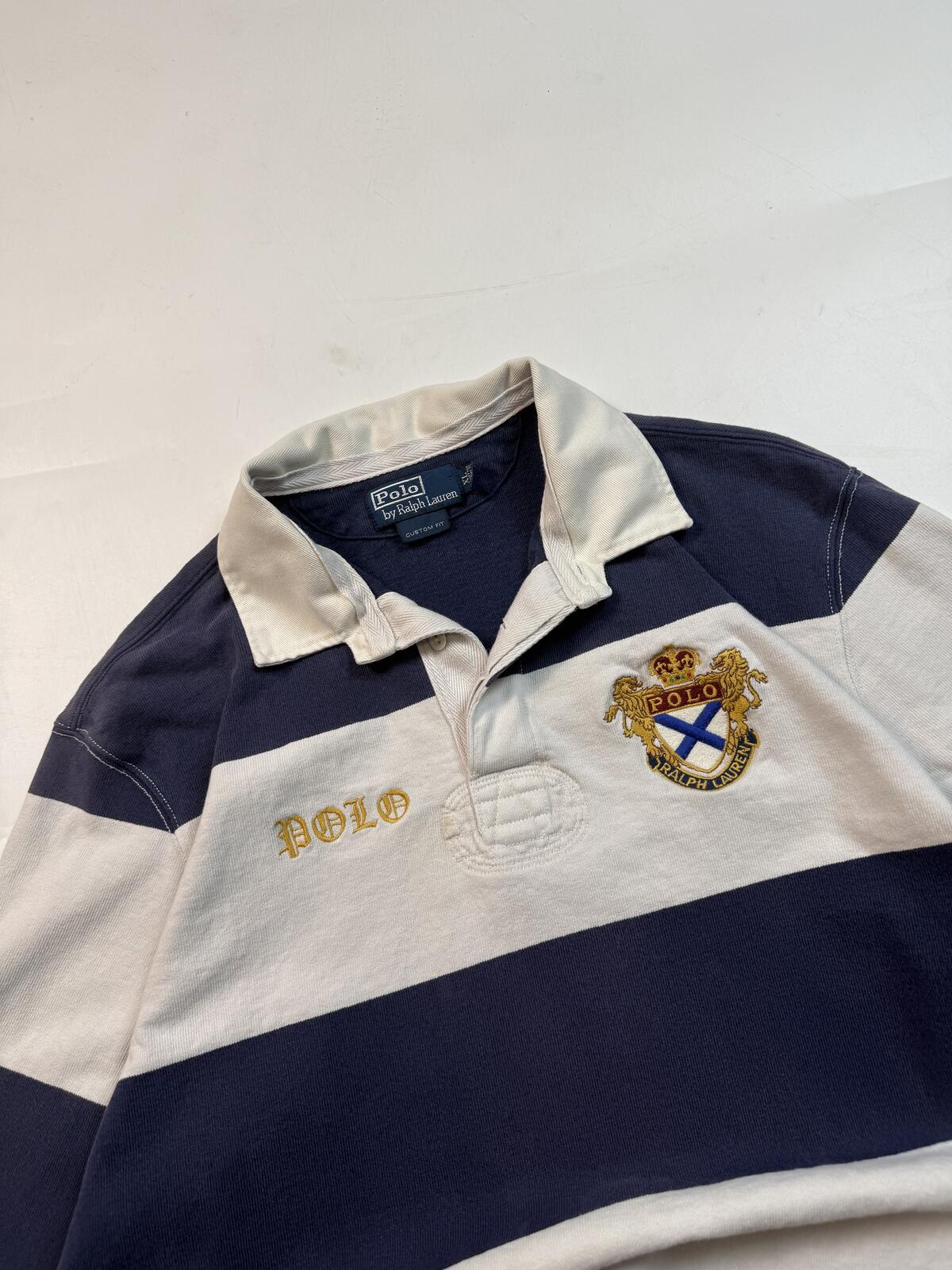Vintage Polo Ralph Lauren striped rugby polo shirt (XL)
