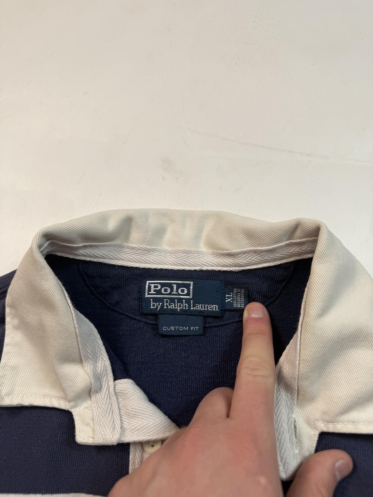 Vintage Polo Ralph Lauren striped rugby polo shirt (XL)