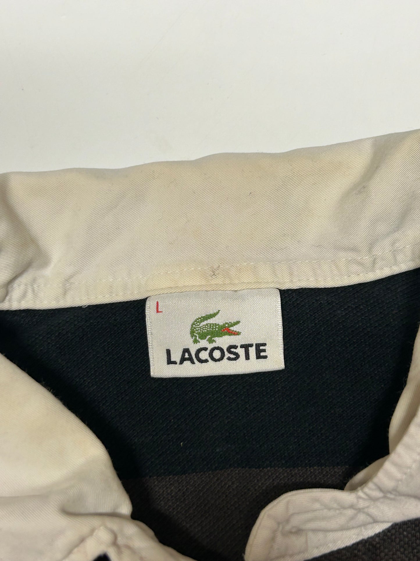 Lacoste striped rugby polo shirt (L)