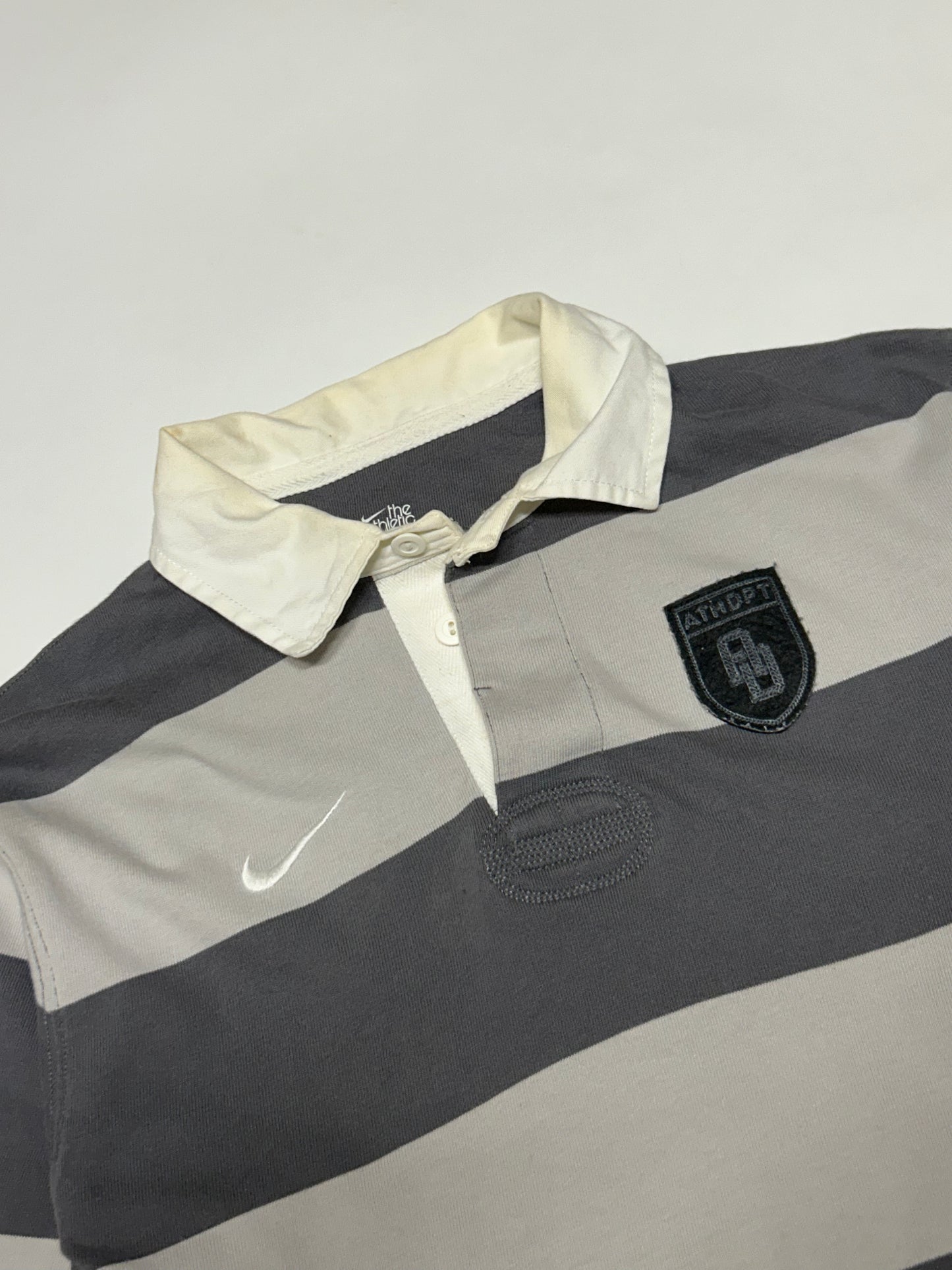 Nike athletic dept striped rugby polo shirt (L)