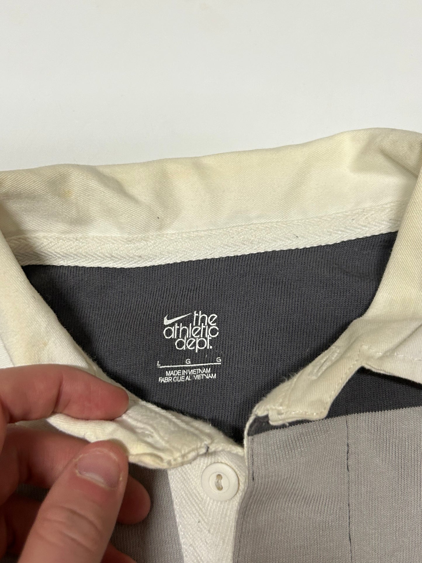 Nike athletic dept striped rugby polo shirt (L)