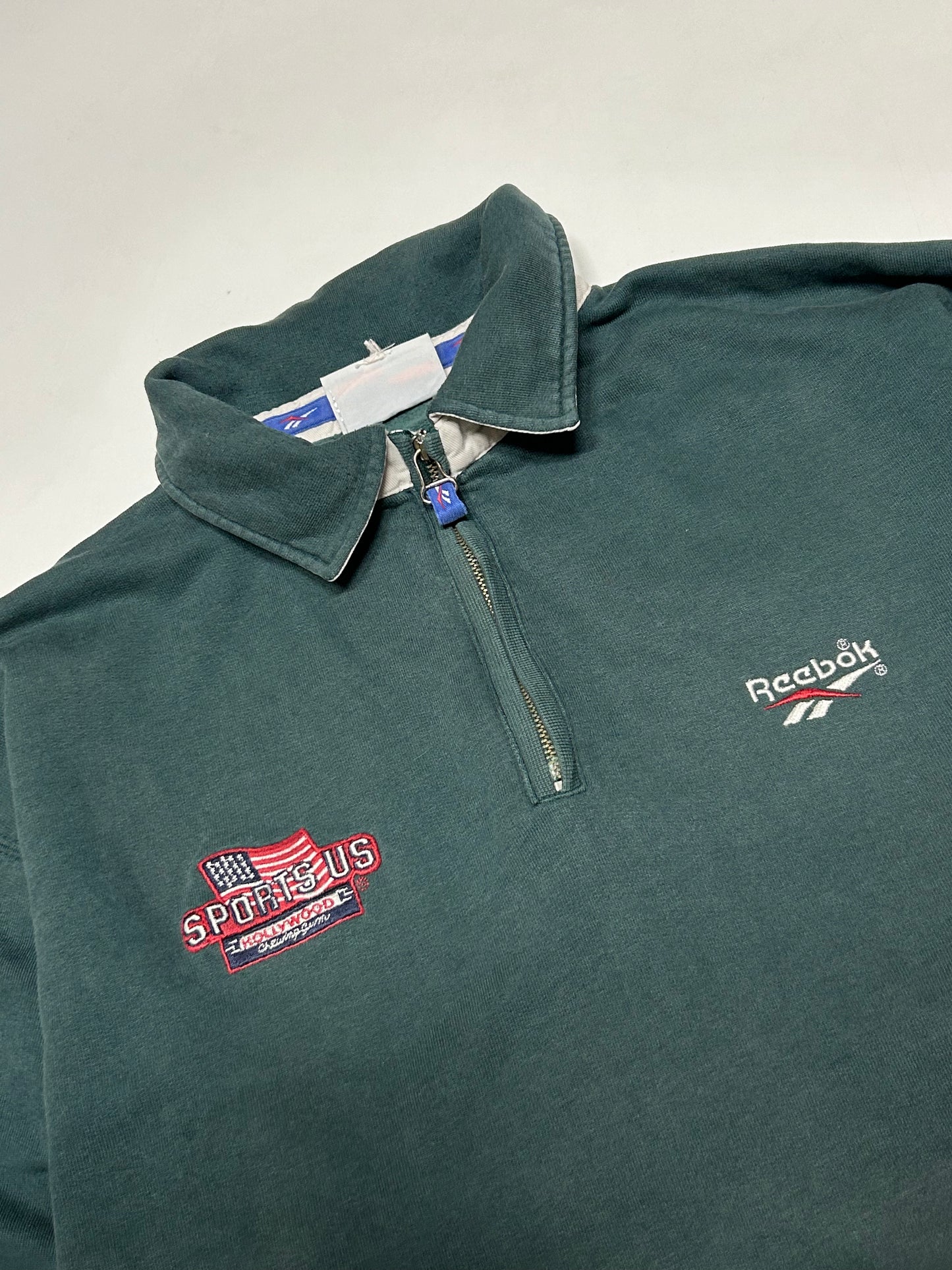 Vintage 90s Reebok quarter zip collared sweatshirt (XL)