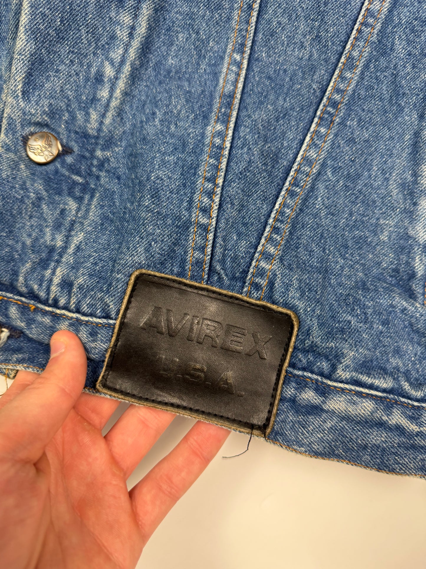 Vintage Avirex USA denim vest jacket (L)