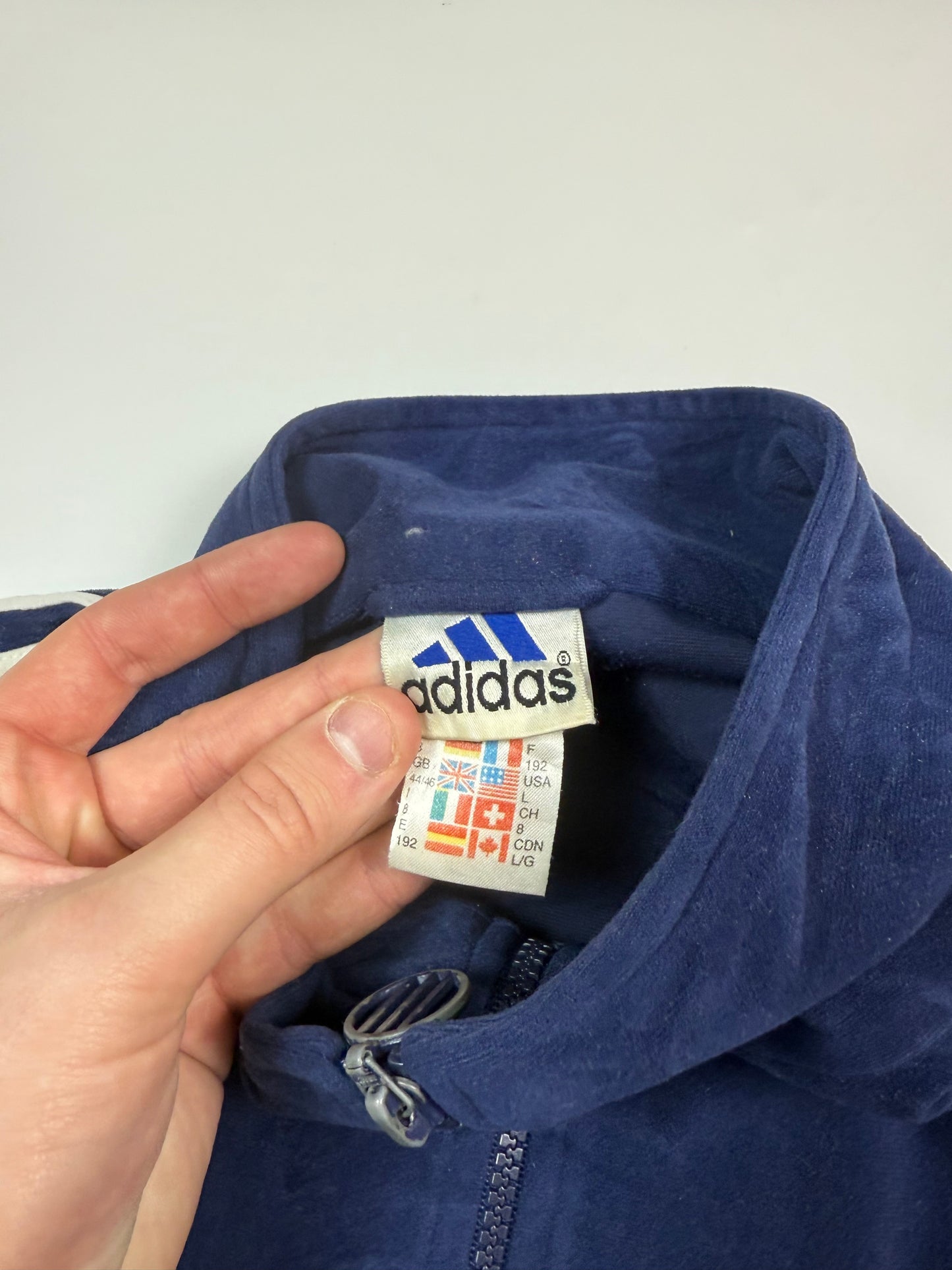 Vintage 90s Adidas originals velour track top (L)