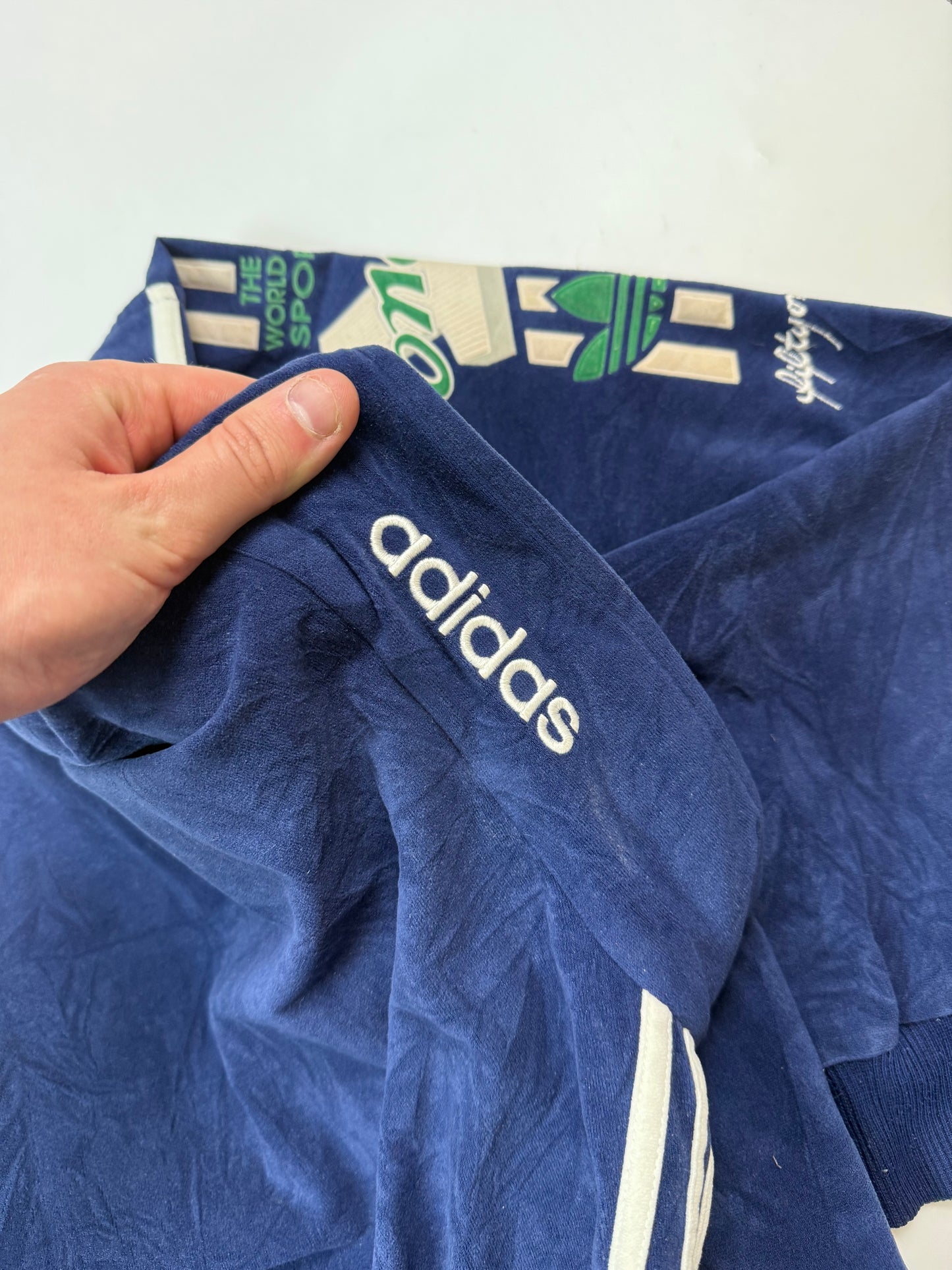 Vintage 90s Adidas originals velour track top (L)