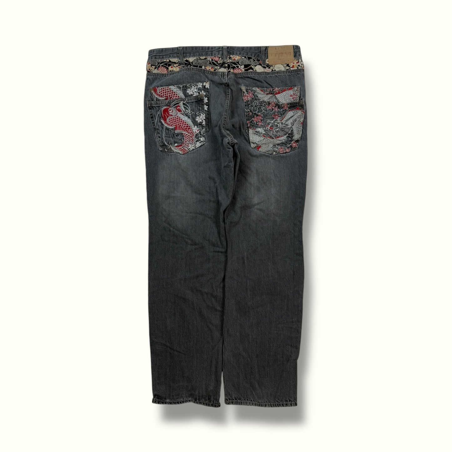 Baggy Japanese embroidered jeans