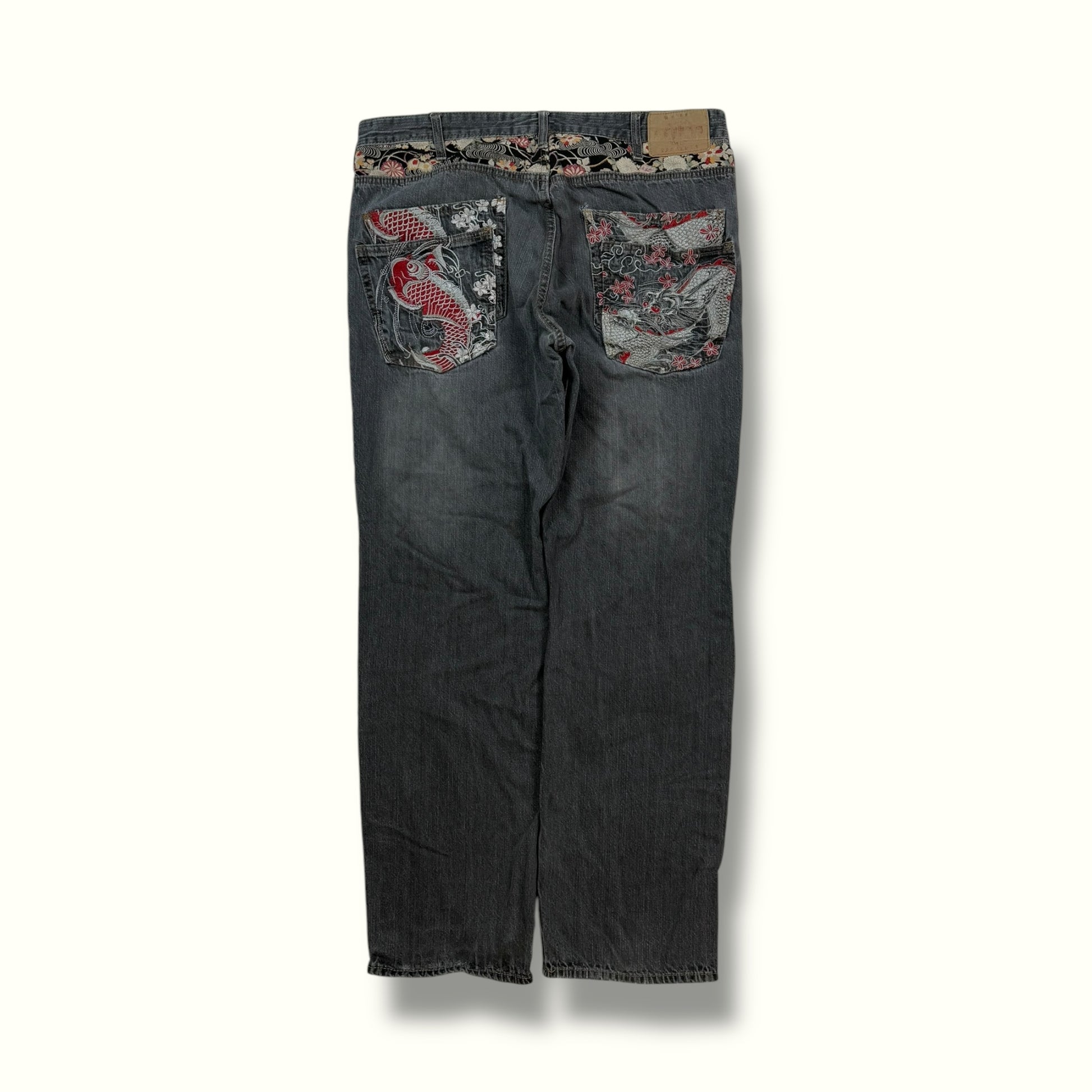 Baggy Japanese embroidered jeans