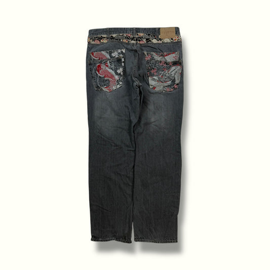 Baggy Japanese embroidered jeans