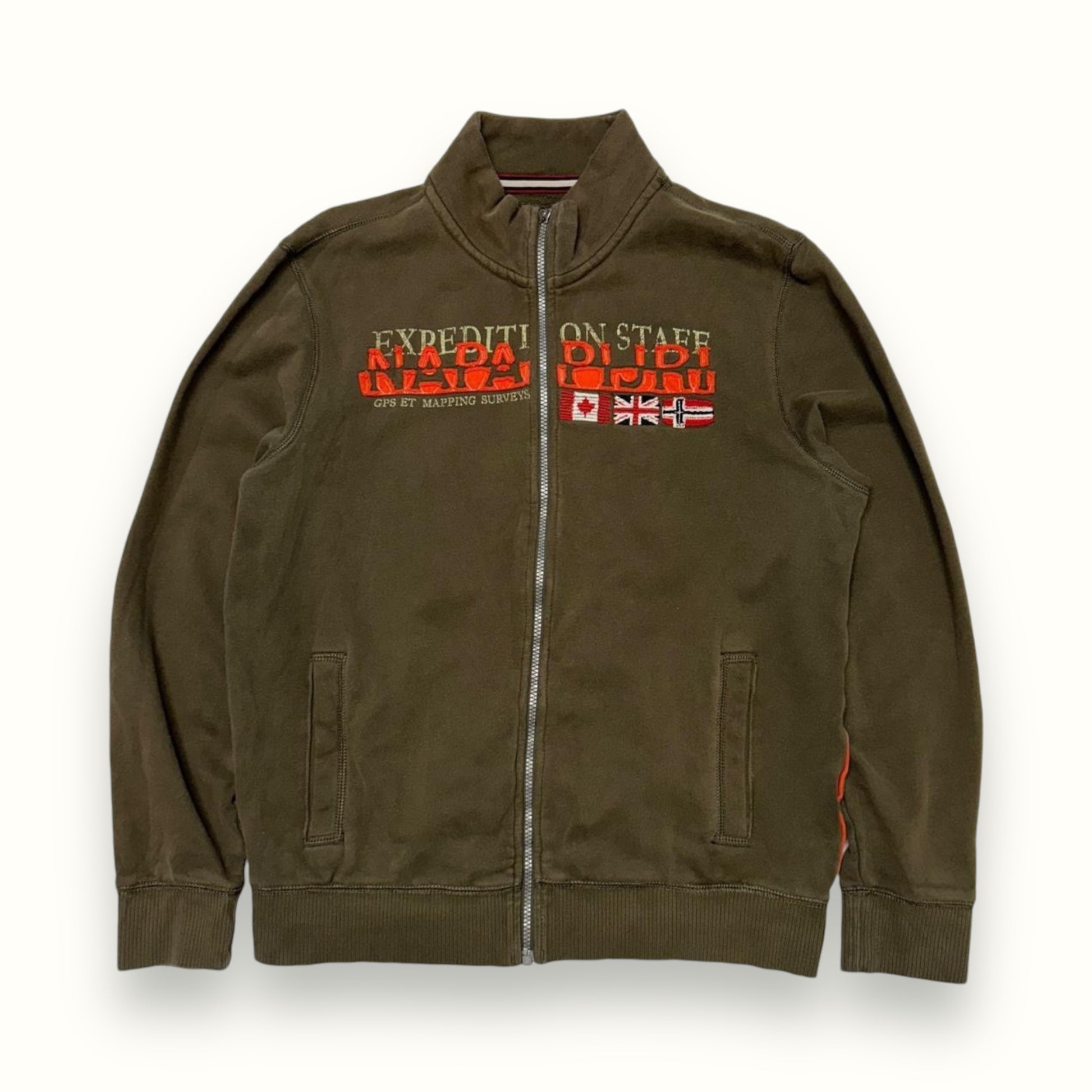 Napapijri full zip sweatshirt khaki spell out