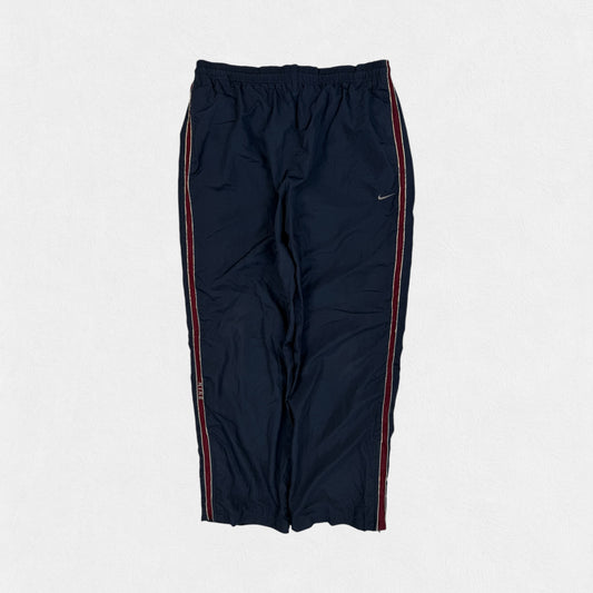Nike baggy side stripe track pants burgundy with embroidered mini swoosh