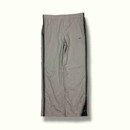 Vintage Nike side stripe baggy track pants beige
