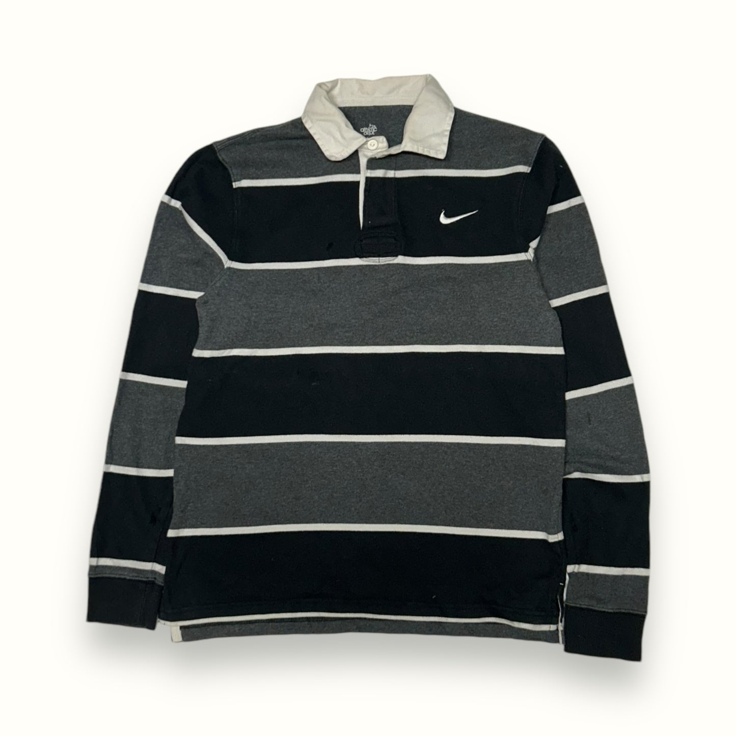 Nike rugby polo striped black and grey