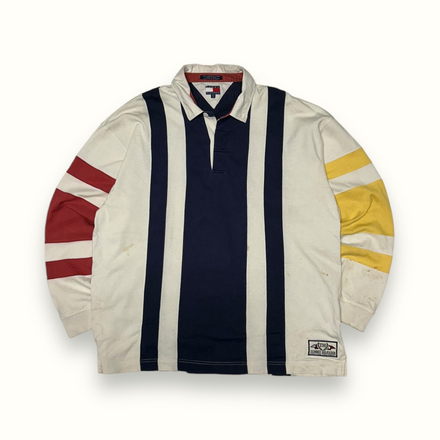 Vintage 90s Tommy Hilfiger striped rugby polo (XXL)