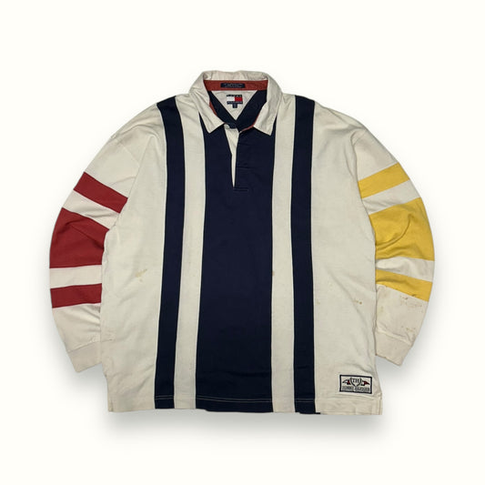 Vintage 90s Tommy Hilfiger striped rugby polo (XXL)