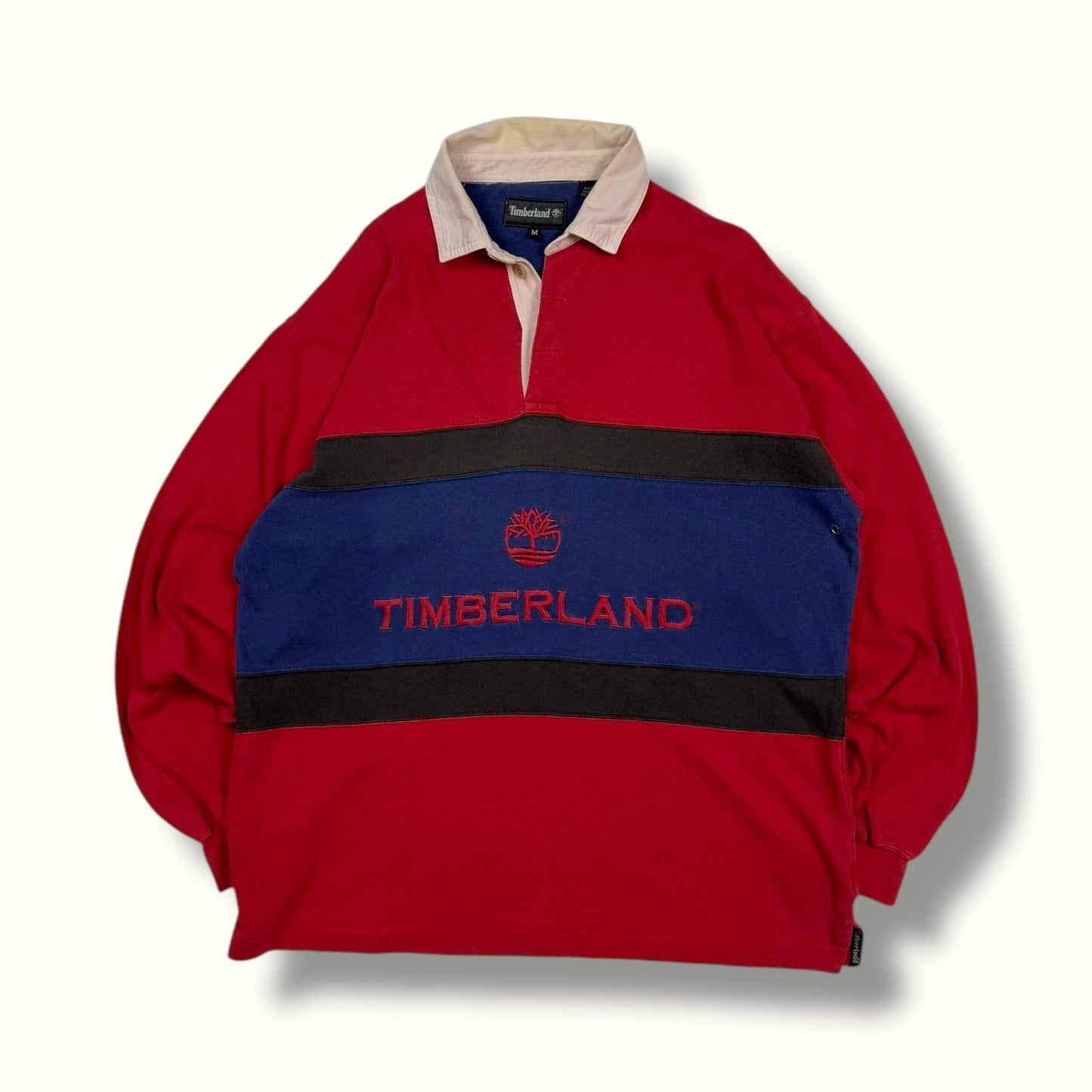 Vintage 90s Timberland spell out rugby polo shirt (M)