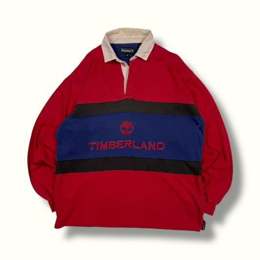 Vintage 90s Timberland spell out rugby polo shirt (M)